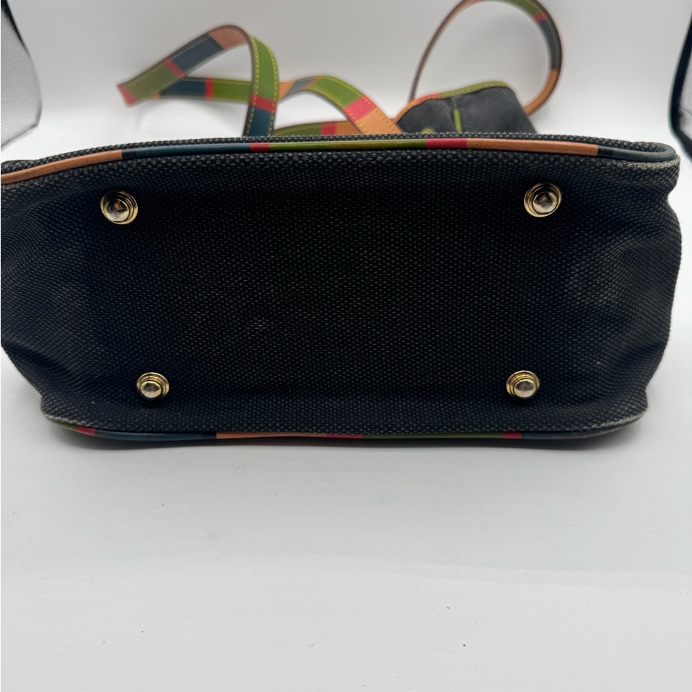 Dooney & Bourke grayblue Canvas Tote w/Leather multicolor leather Straps & trim - Picture 8 of 11